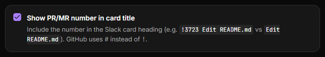 Show PR/MR number in card title, turned on
